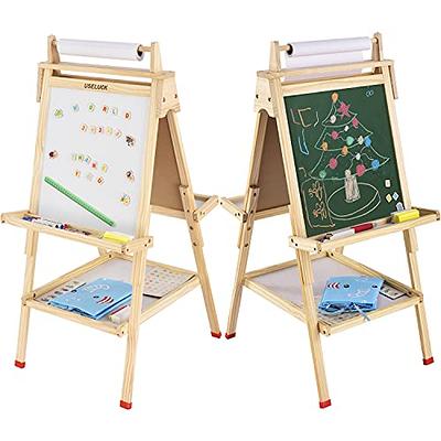 Kidzlane Art Easel for Kids | Wooden Toddler Easel | Double Sided Standing Chalkboard