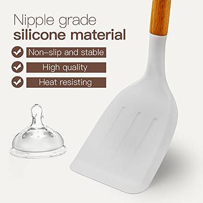 SILICONE COOKING UTENSILS Non-Stick Kitchen Utensil Tools White 14 Pcs  BESTZMWK