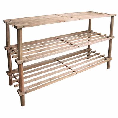 18.9 in. H 15-Pair 4-Tier Brown Wood Shoe Rack