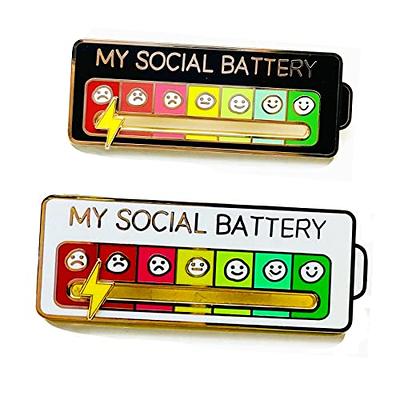 SLINHEWEI Social Battery Pin 2.0-2023 NEW funny pins,enamel pins