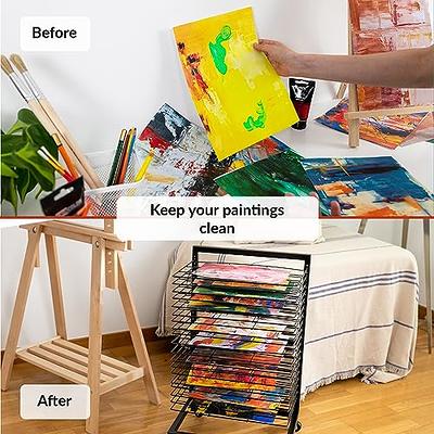 ODOXIA Art Drying Rack for Classroom | Functional & Mobile Paint Drying Rack | 25 Removable Shelves | Canvas Rack Art Storage | Painting Drying Rack