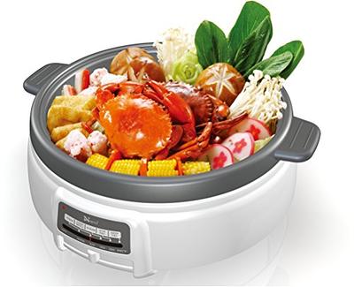 Brentwood 6 Qt. Black Electric Shabu Shabu Pot with Divider