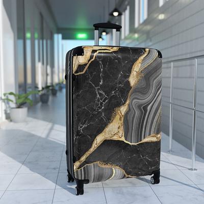 Vintiquewise Set Of 2 Luxury Marble White And Gold Hand Luggage