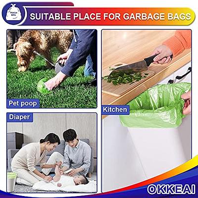 OKKEAI 3 Gallon Small Trash Bags,100 Counts Small Trash Can Liners Garbage  Bags Leak Proof Bags Wastebasket Liners Bags for Bathroom Kitchen Bedroom  Living Room Office,Green