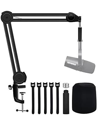 K669B Mic Boom Arm with Foam Windscreen, Suspension Boom Scissor Arm Stand  with Pop Filter Cover Compatible with Fifine K669B Microphone by SUNMON