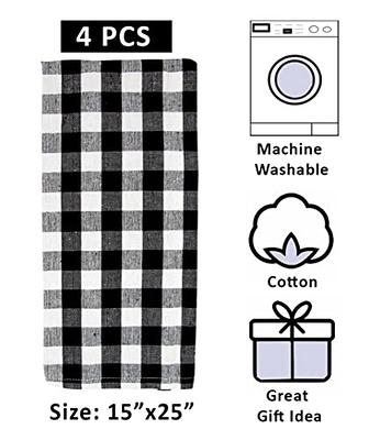 Black Buffalo Check Kitchen Towels And Dishcloths Set White and