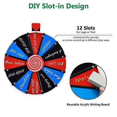 T-Sign 12 Heavy Duty Spinning Prize Wheel, 10 Slots Color Tabletop Prize Wheel Spinner with Dry Erase Marker & Eraser As Customized Gifts for Car