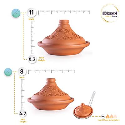 LUKSYOL Handmade Moroccan Clay Pots with Lids | Versatile Cookware Set for  Authentic Cooking | Terracotta & Safe