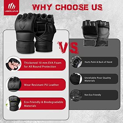 Liberlupus MMA Gloves for Men & Women, Martial Arts Bag Gloves, Kickboxing  Gloves with Open Palms, Boxing Gloves for Punching Bag, Sparring, Muay