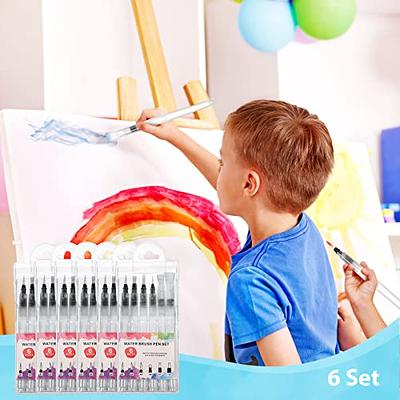 ELENTGE Watercolor Brushes Watercolor Pens Water Brush Pens for Watercolor  Water Brush Watercolor Paint Pens-6PCS Refillable Watercolor Brush for