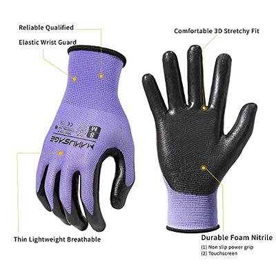 MANUSAGE Safety Work Gloves, Nitrile Work Gloves For Men and Women