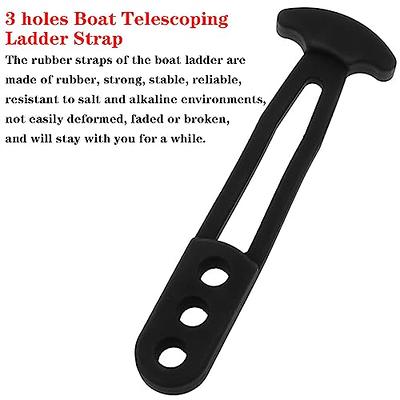 Boat Telescoping Ladder Strap,Marine Grade Secure Retaining Rubber Latch  Band with 3 Adjustable Mounting Holes for 2-Step 3-Step or 4-Step Ladder (6