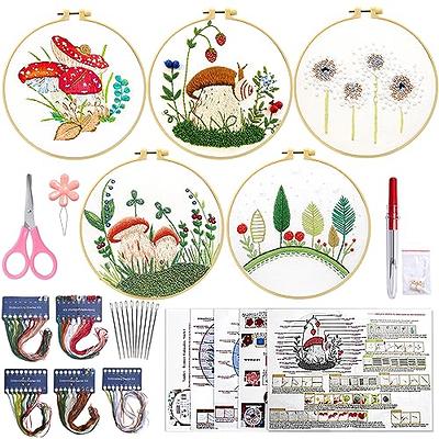 4 Pack Embroidery Kit For Beginners Adults, Cross Stitch Kits, Flowers And  Plants, Include 1 Embroidery Hoop 7.9 Inch