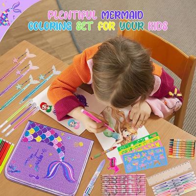  yasest Washable Kids Markers Set - 66Pcs Coloring Markers Kit  for Kids Ages 4 5 6 7 8 8-12 with Mermaid Pencil Case, Markers and Crayons,  Glitter Gel Pens, Coloring Pages