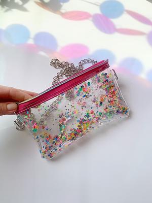 Sequin Crossbody Purse Shoulder Bags Rainbow Stylish Handbag Reversible  Pouch with Chains for Girls Womens