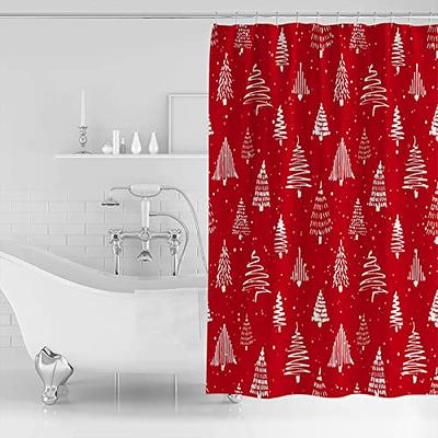  Pink Christmas Tree Stall Shower Curtains Set with 12 Hooks-54  x 78 Inch Waterproof Bath Curtains, Pink Xmas Tree Winter Snowflake Rustic  Privacy Curtain Panel Bathroom Accessories for Bathtub : Home