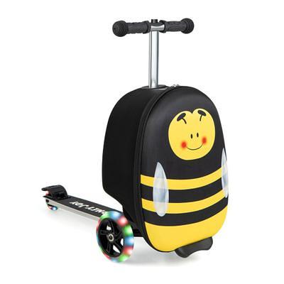 Hardshell Ride-On Suitcase Scooter with LED Flashing Wheels-Yellow | Costway