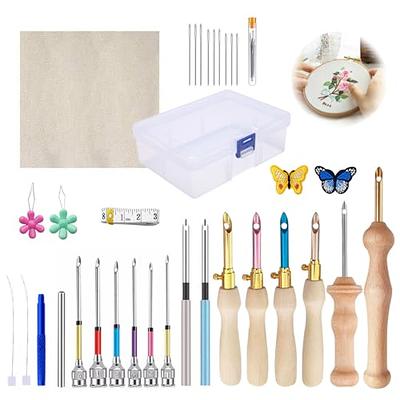 1 Set Embroidery Stitching Punch Needle Wooden Handle Embroidery Punch  Needles