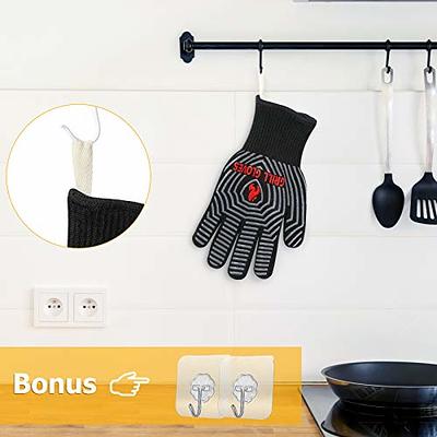 Yarn-Dyed Oven Mitts Silicone Printing and Kitchen Towels 4 pcs Set, Heat  Resistant to 470 Degree, Non-Slip Kitchen Gloves/Pot Holders for Cooking