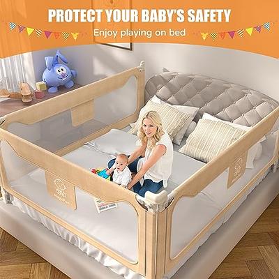BABY JOY Bed Rails for Toddlers, 59 Extra Long, Swing Down Bed Guard w/  Safety Straps, Folding Baby Bedrail for Kids Twin, Double, Full Size Queen  & King Mattress (Gray, 59-Inch) Grey