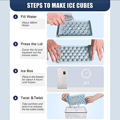 BomSaluka Round Ice Cube Tray,3 Pack Easy-Release Ice Cube Trays with Lid  and Bin for Freezer,Making 66pcs+104 Ice Ball Maker Mold for Coffee  Cocktail