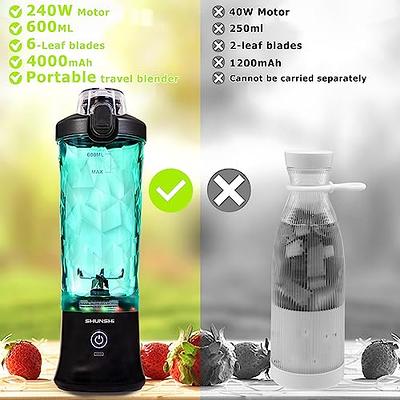 SHUNSHI Portable Blender 20 Oz, Personal Size Blender for Shakes and  Smoothies with 6 Blades, Mini Small Smoothie Blender Bottles for Kitchen,  Home, Travel (Black+ice cube tray) - Yahoo Shopping