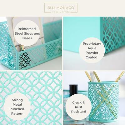 BLU MONACO Aqua - Teal 6 Piece Cute Desk Organizer Set - Desk Organizers  and Accessories for Women - Cute Office Desk Accessories - Desktop  Organization - Yahoo Shopping