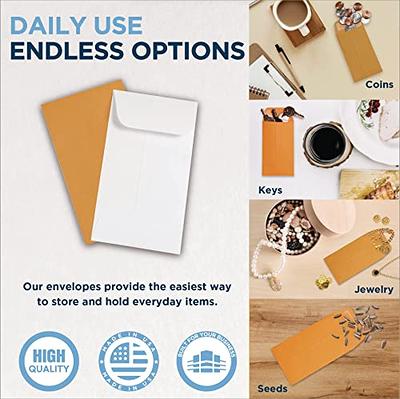 1000 Guardian #3 Paper Coin Envelopes - Blank Small Envelopes for Coins,  Receipts, Stamps, Small Parts Storage, & More – 2-1/2” x 4-1/4” Cash