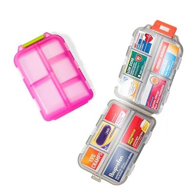 AUVON 4 Pack Small Pill Organizer for Purse or Pocket, Travel Small Pill  Box in 4-Color with 12 DIY Sticky Notes, Large Storage Daily Cute Pill Case