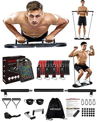 Push Up Board Set Foldable Home Gym Equipment w/ Resistance Bands