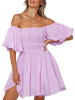 Nyybw Women's Summer Dresses Puff Sleeve Off Shoulder Mini Dress