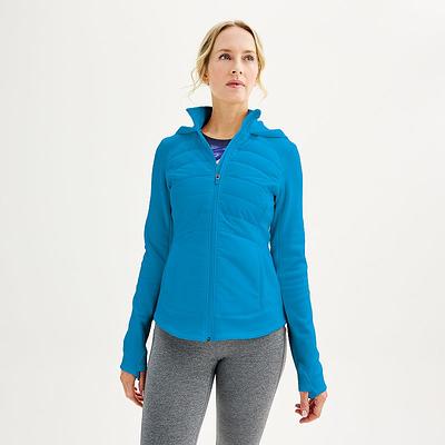 Women's Tek Gear Hooded Mixed-Media Jacket, Size: XL, Med Blue