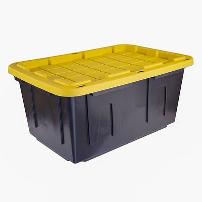 Project Source Commander Large 27-Gallons (108-Quart) Black Heavy Duty Tote  with Standard Snap Lid in the Plastic Storage Containers department at