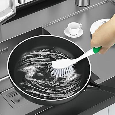 2 Pack Kitchen Dish Brush Bamboo Handle Dish Scrubber Built-in Scraper,  Scrub Brush for Pans, Pots, Kitchen Sink Cleaning, Dishwashing and Cleaning  Brushes are Perfect Cleaning Tools, White - Yahoo Shopping