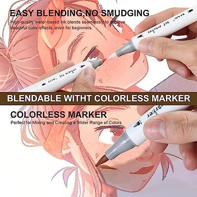 Ohuhu Skin Tone Alcohol Markers Brush Tip - Double Tipped Skin Color Markers  for Artist Adults' Coloring Illustration - 24 Portrait Skin Colors w/ 1  Alcohol Based Blender, Chisel & Brush - Honolulu