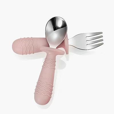 PandaEar 4 Set Baby Toddler Silicone Stainless Steel Utensils Silverware  Spoon Fork for Baby Toddler BPA Free with Silicone Holding Anti-Choke  Design (Pink&Grey) - Yahoo Shopping