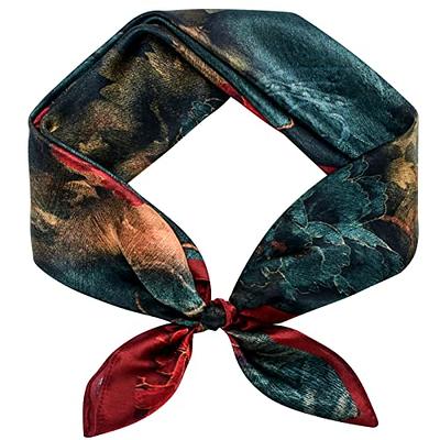 AWAYTR 4 Pcs 35 Satin Large Silk Scarf Square Head Scarves Women Silk Like Neck Scarf Hair Sleeping Wraps Turban Lightweight Silk Bandana, Women's