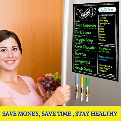 Magnetic Menu Board for Kitchen with Vibrant Neon Chalk Markers