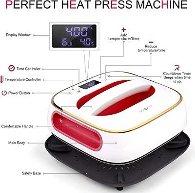 Heat Press 10 x 10 Inch Easy Press 3 in 1 800W Portable Red Mini