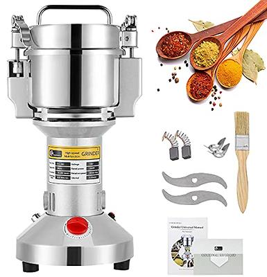 Rocita Electric Grain Mill Grinder, 2500g Commercial Spice Grinder, 2600W  High Speed Stainless Steel Pulverizer Dry Grinder Grinding Machine for