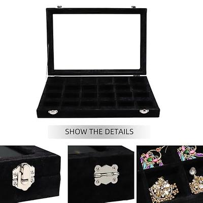 Stratalife Earring Organizer Velvet Jewelry Organizer Box 24 Grid Earring  Tray Jewelry Display Jewelry Storage Jewelry Trays For Drawers Jewelry