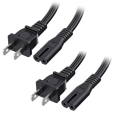 2 Prong Power Cord NEMA 1-15P to IEC320 C7 Power Cable Replacement for PS5  & PS4, Power Cord for Xbox Series S/X, Xbox One S/X, Printers, Soundbar LG,  Samsung, TCL, Apple TV