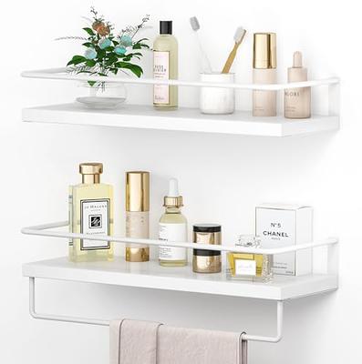 Onlysky White Floating Shelves with White Towel Rack - Set of 2