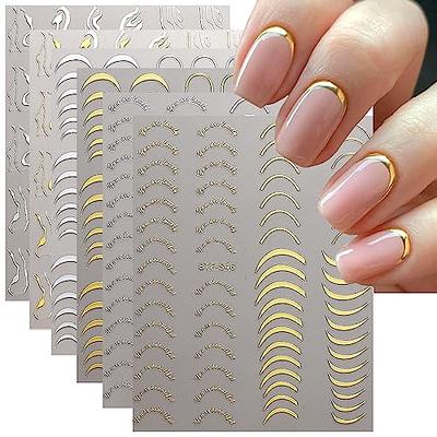 6 Sheets Gold Silver Curve Stripe Lines Nail Stickers Rose Gold Metallic  Line Self-Adhesive Nail Decals Striping Tape Nail Designs Nail Accessories  Nail Art Decorations 