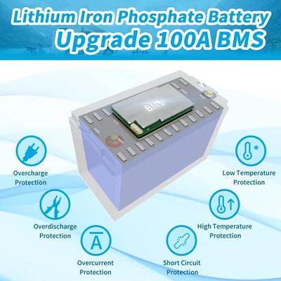 36V 100Ah LiFePO4 Lithium Battery - Built-in BMS, Deep Cycle Lithium Iron  Phosphate Rechargeable Battery Perfect in Solar Storage System, RV, Golf