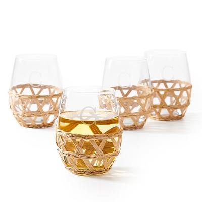 16 oz. Designer Bamboo Stemmed Acrylic Wine Glasses Set (Set of 4) SSAWGS2  - The Home Depot