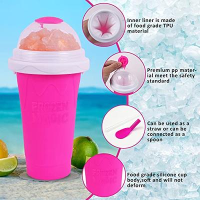 QwayHome 2PC Slushie Maker Cup,DIY Frozen Magic Slushy Cup,Double Layers  Silica Smoothie Pinch Ice Cup,Quick Cooling Cup Homemade Milk Shake Ice  Cream