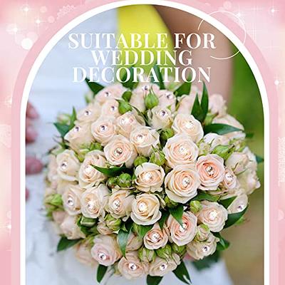 Chunful 112 Pcs Flower Bouquet Accessories 100 Corsage Bouquet Pins 12  Crowns for Flower Bouquets Crystal Pin Clear Straight Pins for Flower