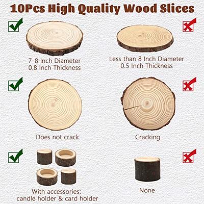 ARTEZA Natural Wood Slices, 8 Pieces, 7.9-9 Inch Diameter, 0.8 Inch  Thickness, Round Wood Discs for Crafts, Christmas Wood Ornaments,  Centerpieces 