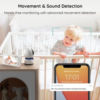 BOIFUN 5 Baby Monitor, 1080P WiFi Baby Monitor Via Screen and App Control,  Video Record 